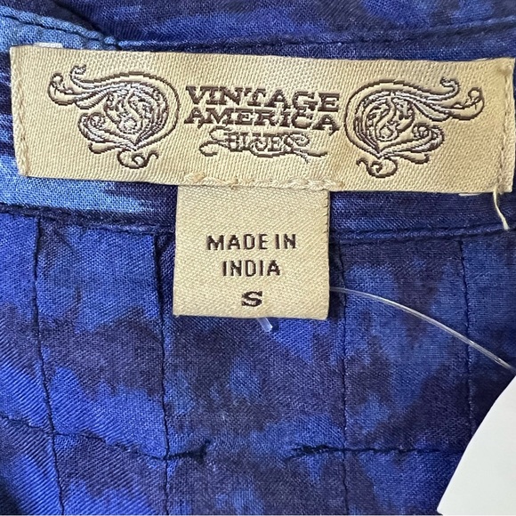 Vintage America Women’s Button Up Blue Tunic With Ink Blot Pattern Small… - Picture 13 of 15